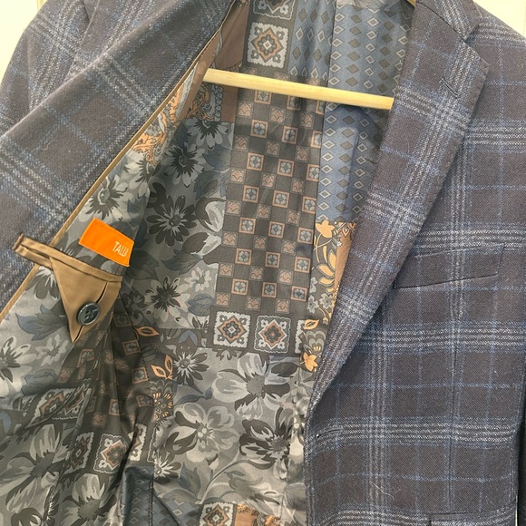 TALLIA Navy Plaid Blazer Lined no sz tag measures as kids 10/12 - Picture 4 of 5